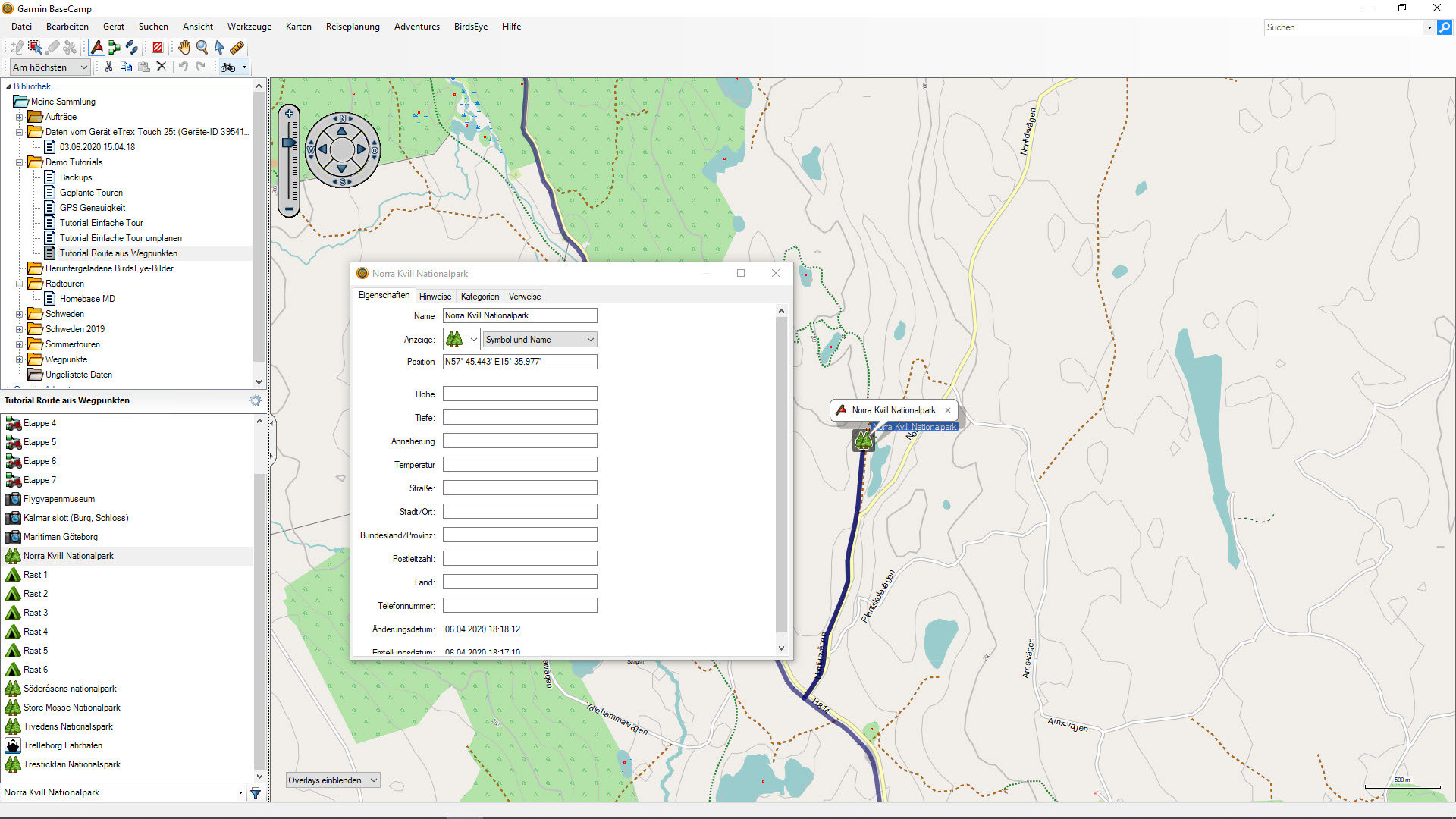 In Garmin BaseCamp kannst du ganz einfach eine Route aus Wegpunkten erstellen