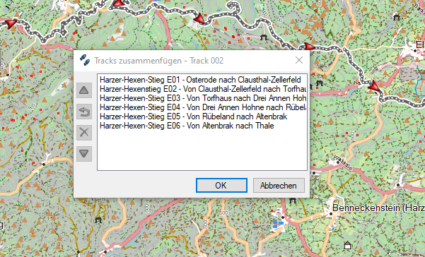 Erzeuge mit Garmin BaseCamp aus mehreren Tracks eine einzige Datei zur weiteren Verwendung.