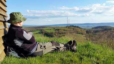 Blick von der Schönen Aussicht bei Hainrode, Stempelstelle und Etappenziel der Sternwanderung von Hainrode nach Questenberg