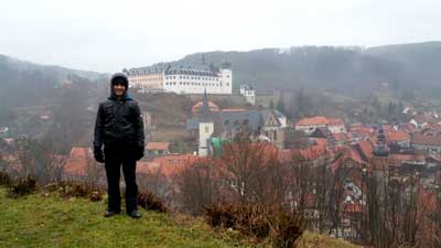 Blick vom Unteren Bandweg auf Stolberg im Harz mit Schloss