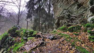 Schroffe Klippe über der Selke nahe Mägdesprung