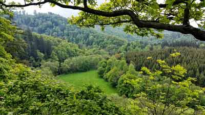 Der Bodebogen gesehen vom Wilhelmsblick bei Treseburg